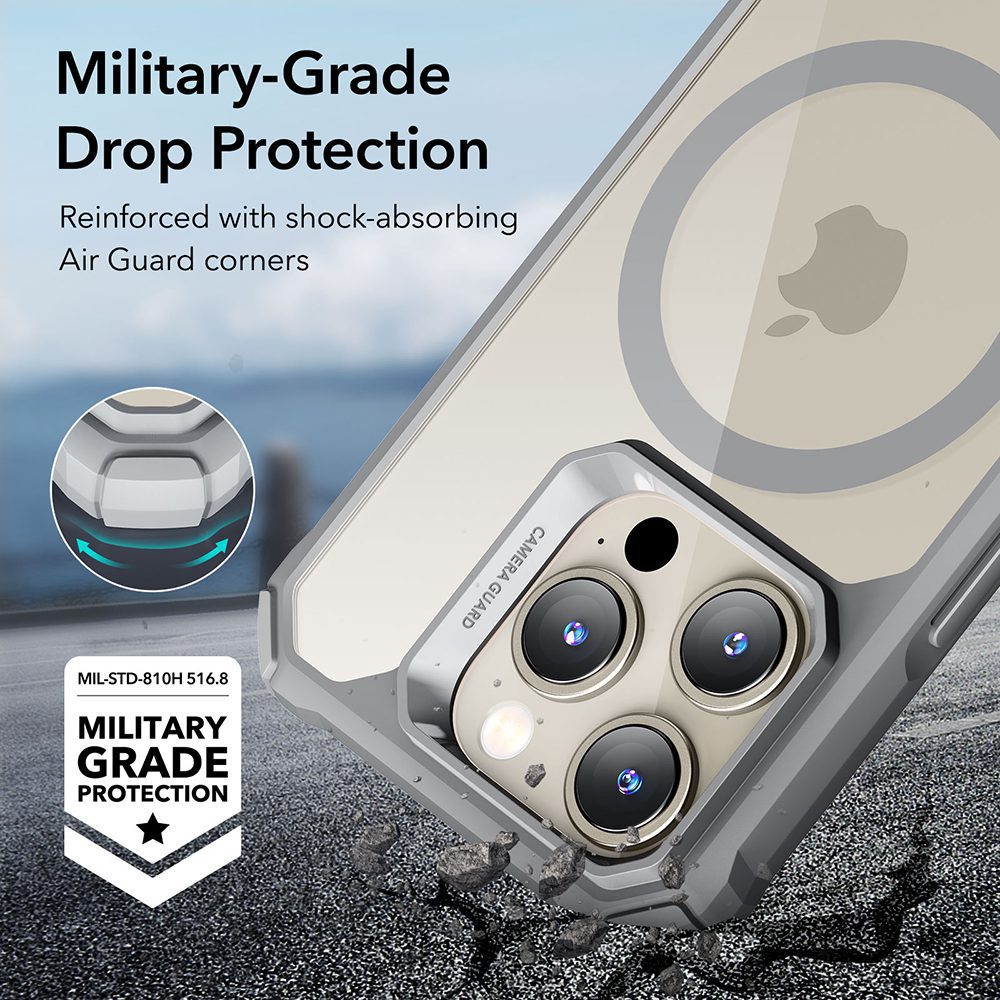 ESR - iPhone 15 Pro Max - Carcasa Armor Clear Case (HaloLock) - Clear Grey