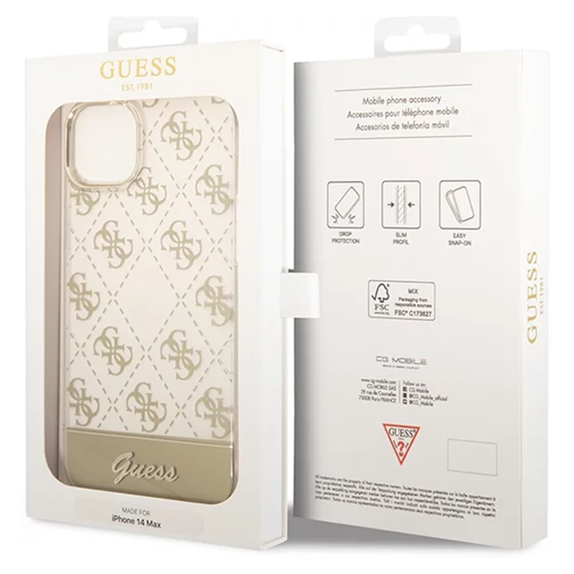 Guess - iPhone 14 - Carcasa HC 4G Electro Script - Gold