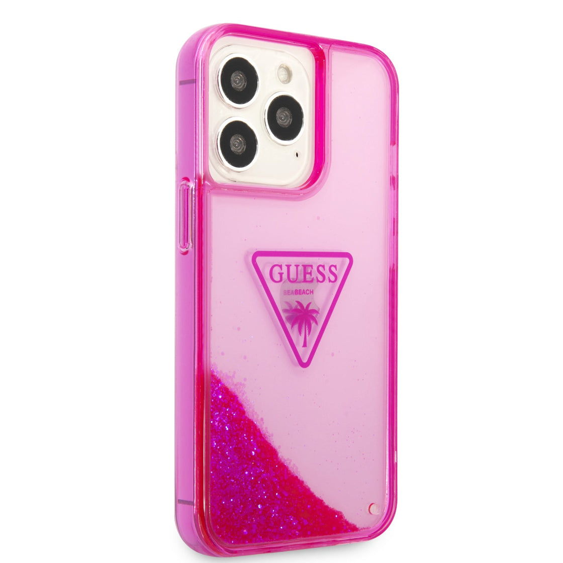 Guess - iPhone 15/14/13 - Carcasa HC Liquid Glitter Triangle Translucent - Fuschia