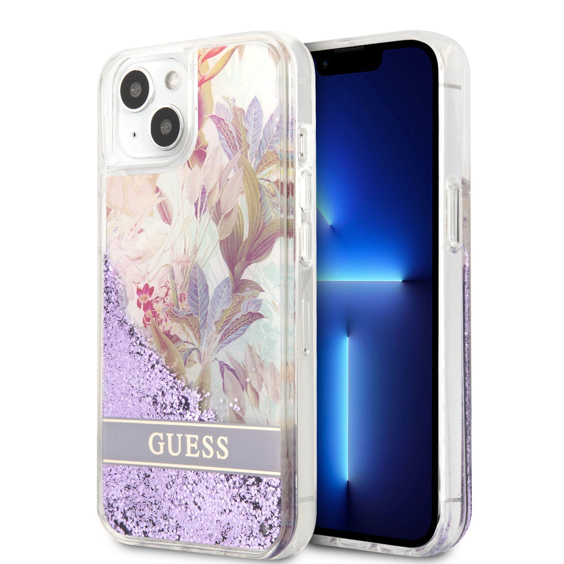 Guess - iPhone 15/14/13 - Carcasa HC Liquid Glitter Flower - Purple