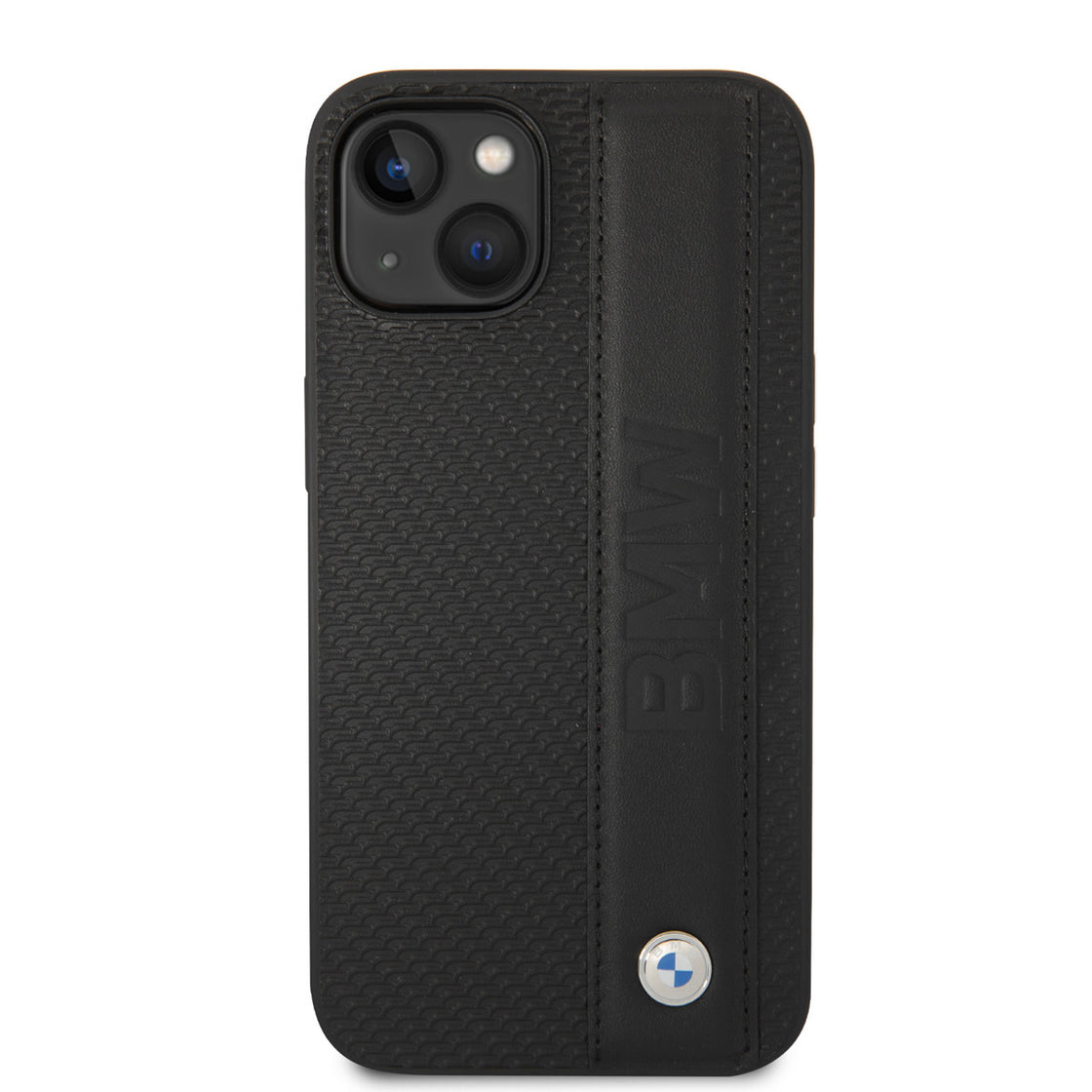 BMW - iPhone 15/14/13 - Carcasa Hc Leather Texture Big Logo Stripe - Black