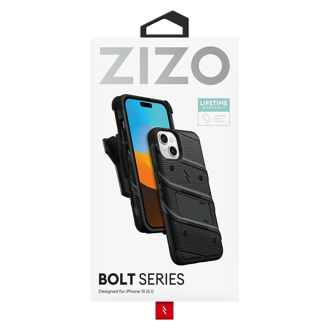 ZIZO - iPhone 15 - Carcasa BOLT Bundle - Black