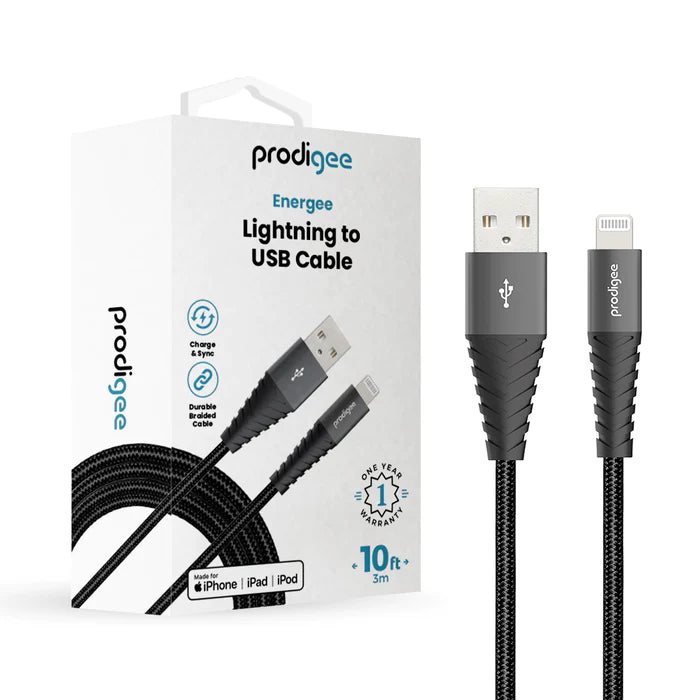 Prodigee - Cable de datos Energee Lightning 10ft - Negro