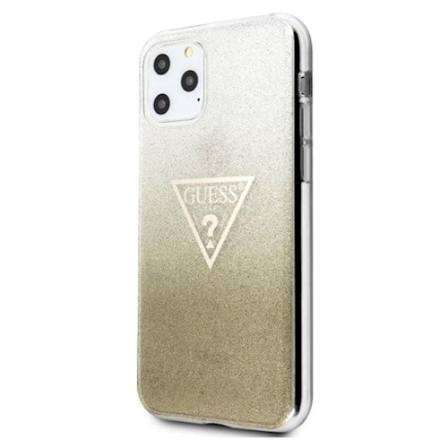 Guess - iPhone 11 Pro Max - Carcasa Glitter Triangle Logo - Gold