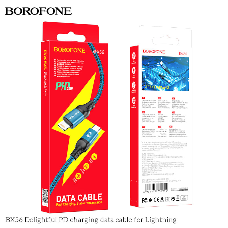 Borofone - BX56 Delightful PD charging data cable for iP - Azul