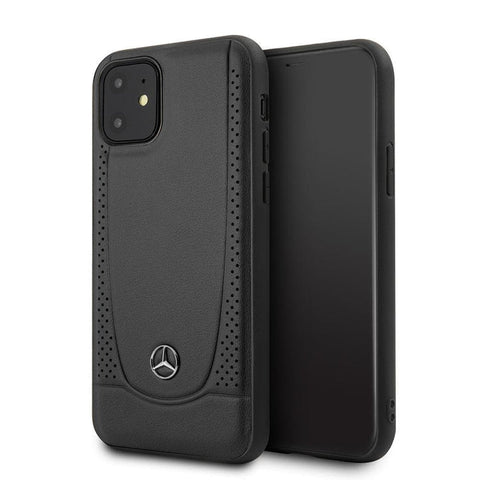 Mercedes-Benz - iPhone 11 - Carcasa Smooth Leather Metal Logo - Black