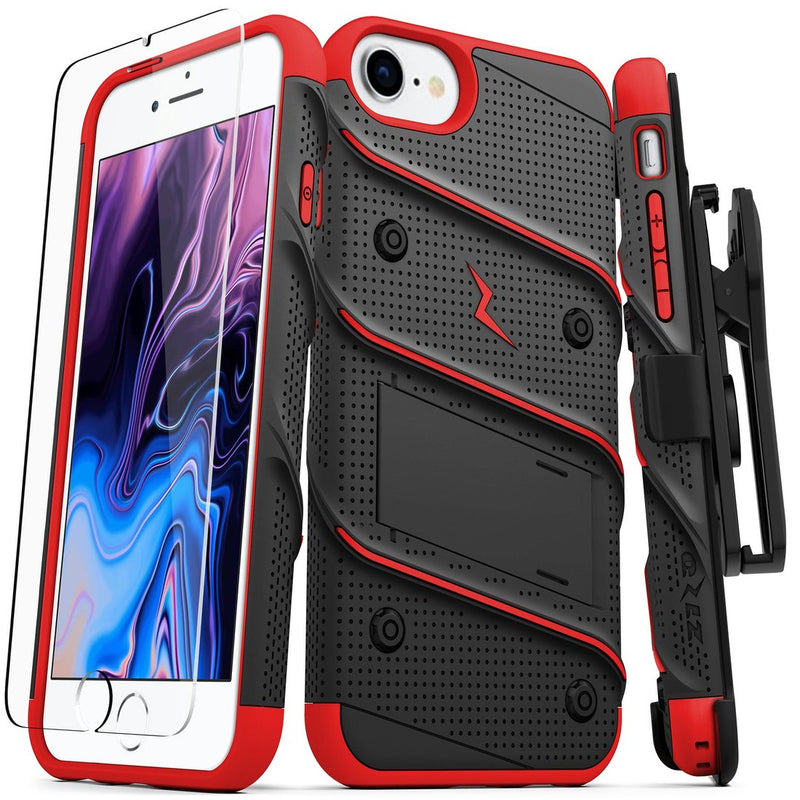 Zizo - iPhone SE 2020/8/7 - Carcasa Bolt - Negro/Rojo