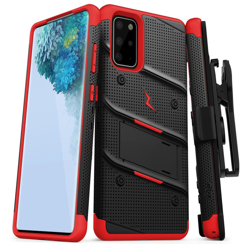 Zizo - Galaxy S20+ - Carcasa Bolt - Negro/Rojo