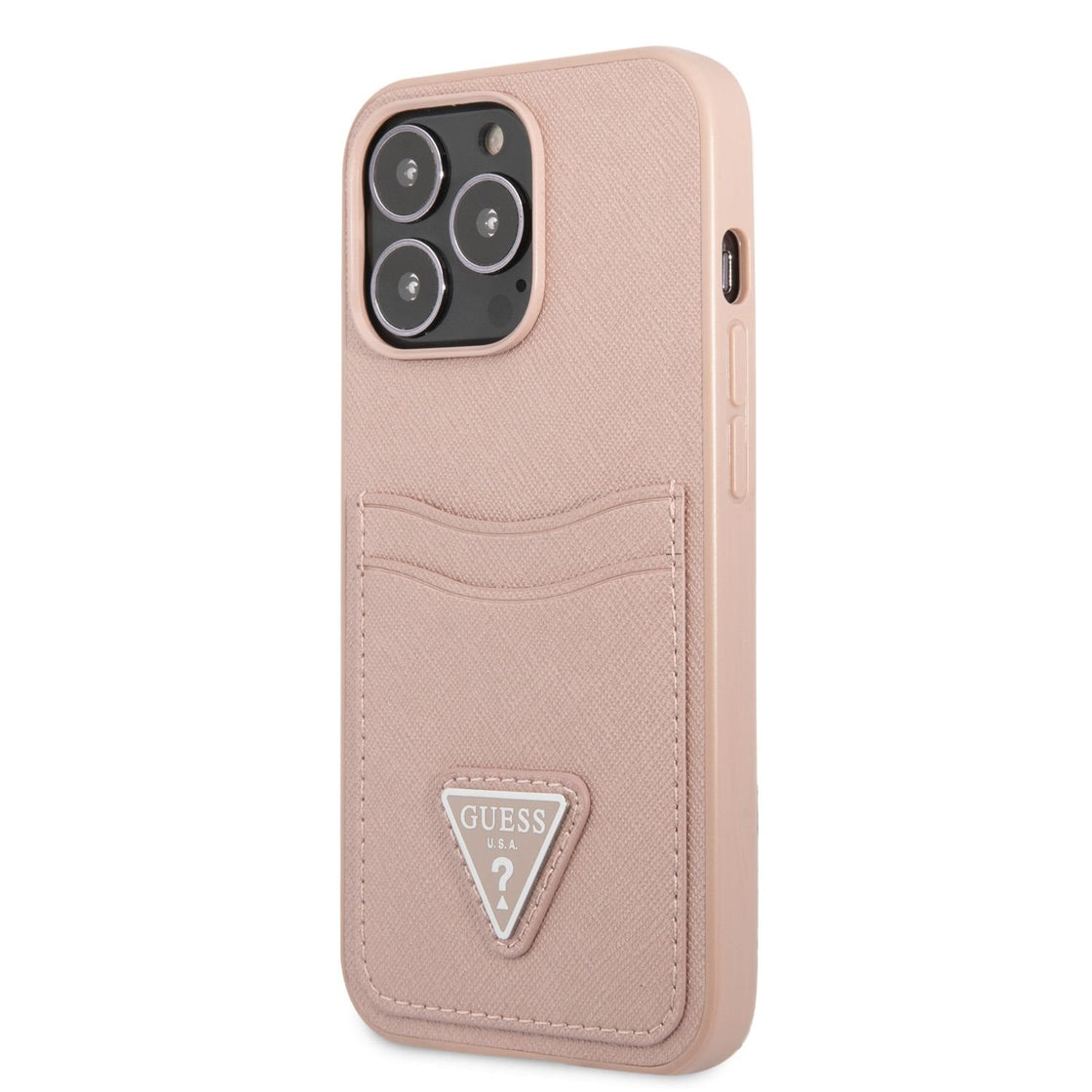 Guess - iPhone 13 Pro Max - Carcasa Saffiano Double Card Triange - Pink