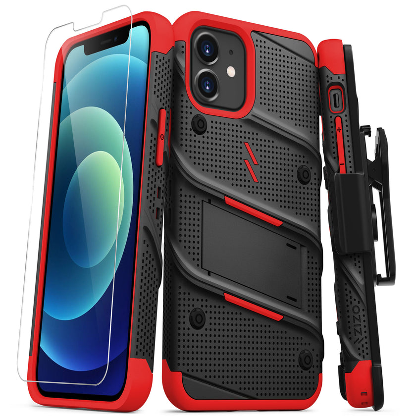 Zizo - iPhone 12/12Pro - Carcasa Bolt - Black/Red