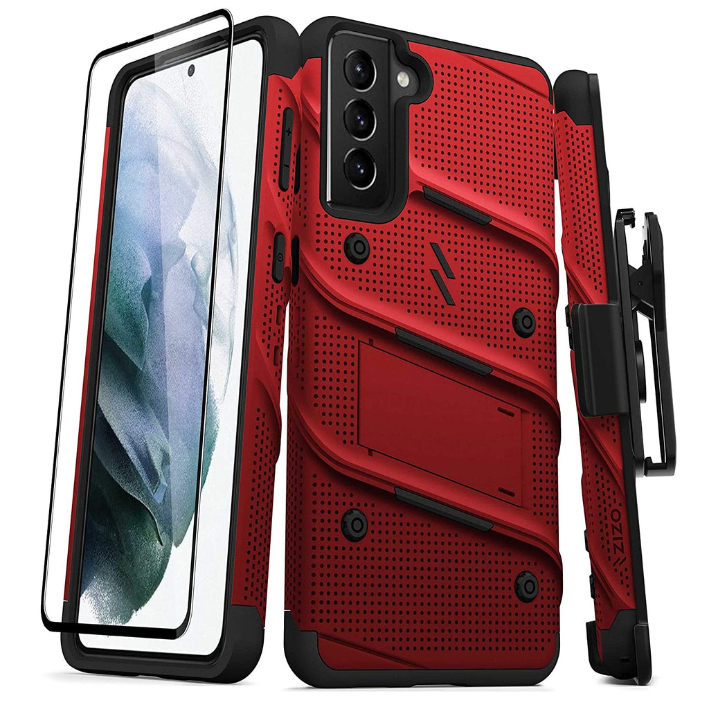 Zizo - Galaxy S21 Plus - Carcasa Bolt - Rojo/Negro