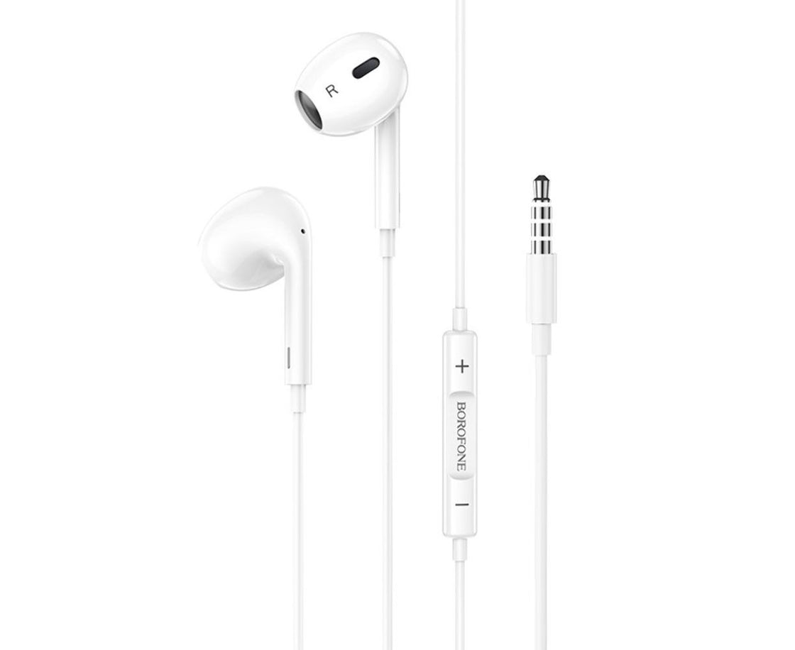 Borofone - BM30 Max Acoustic wire control earphones with mic - blanco