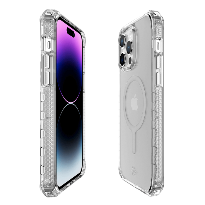 ITSKINS - Carcasa SUPREME R // CLEAR Compatible con MagSafe para iPhone 14 Pro - Transparent White Print