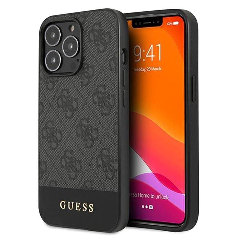 Guess - iPhone 13 Pro - Carcasa HC PC/TPU 4G PU BOTTOM STRIPE GREY