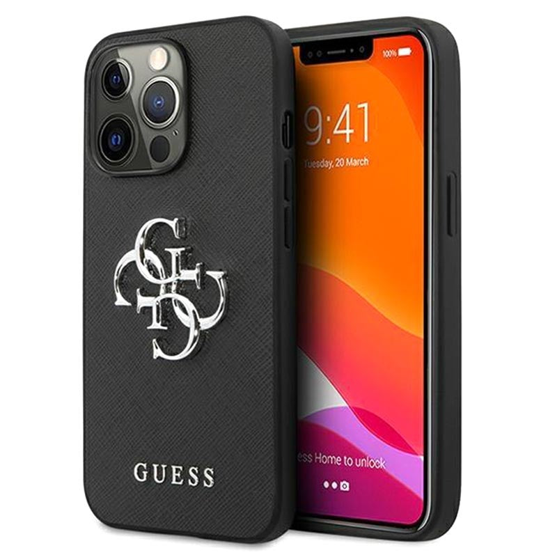 Guess - iPhone 13 Pro Max - Carcasa Saffiano Big 4G Metal - Black