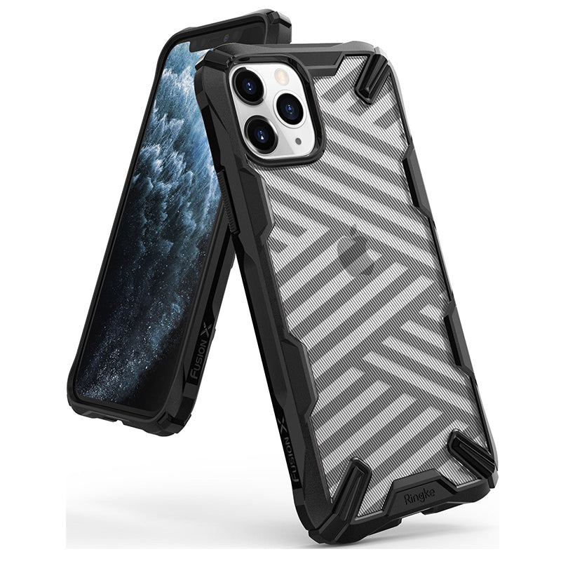 Ringke - iPhone 11 Pro Max - Carcasa FUSION X DESIGN - Color STRIPE BLACK