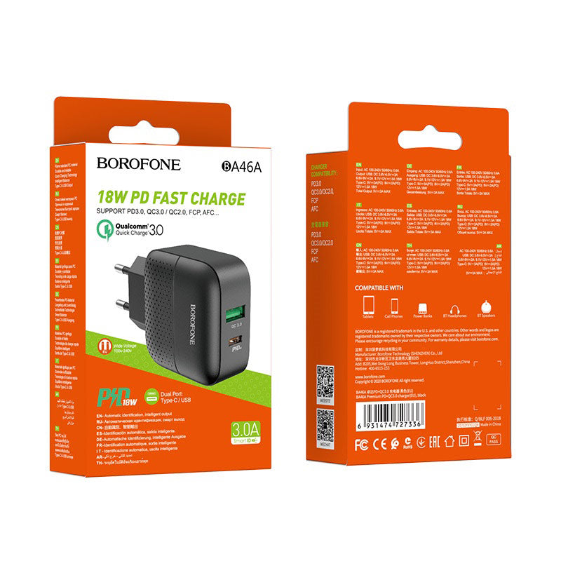 Borofone - BA46A Premium PD QC3.0 charger (EU)