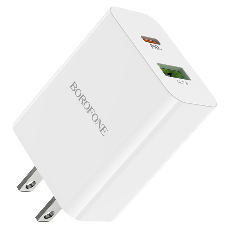 Borofone - BA56 Lavida dual port PD20W+QC3.0 charger(US) - blanco