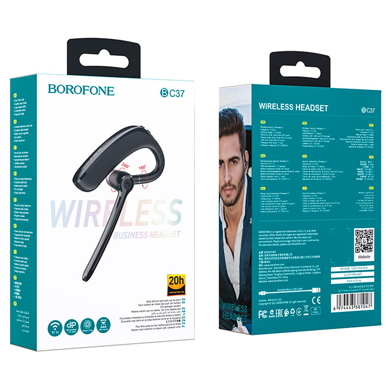 Borofone - BC37 Imperor business BT headset - negro