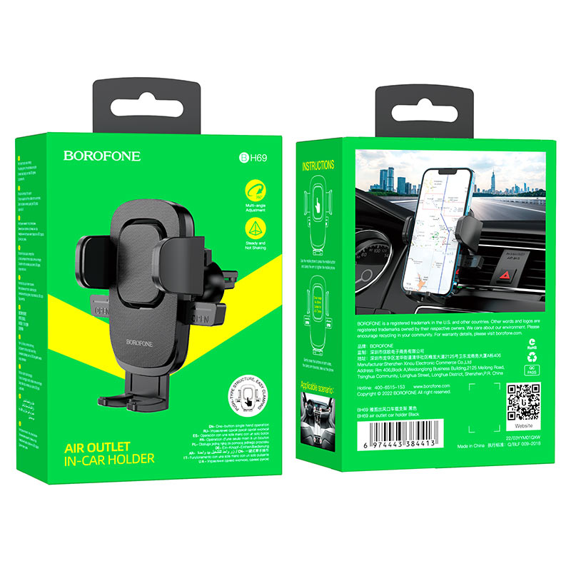 Borofone - BH69 air outlet car holder - negro