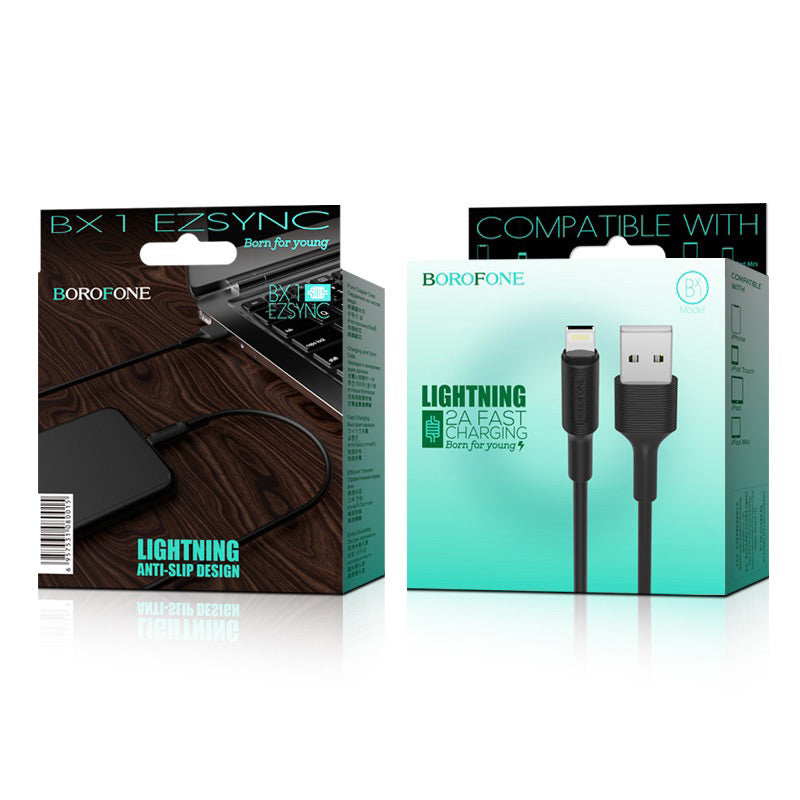 Borofone - BX1 EzSync iP USB cable - Negro