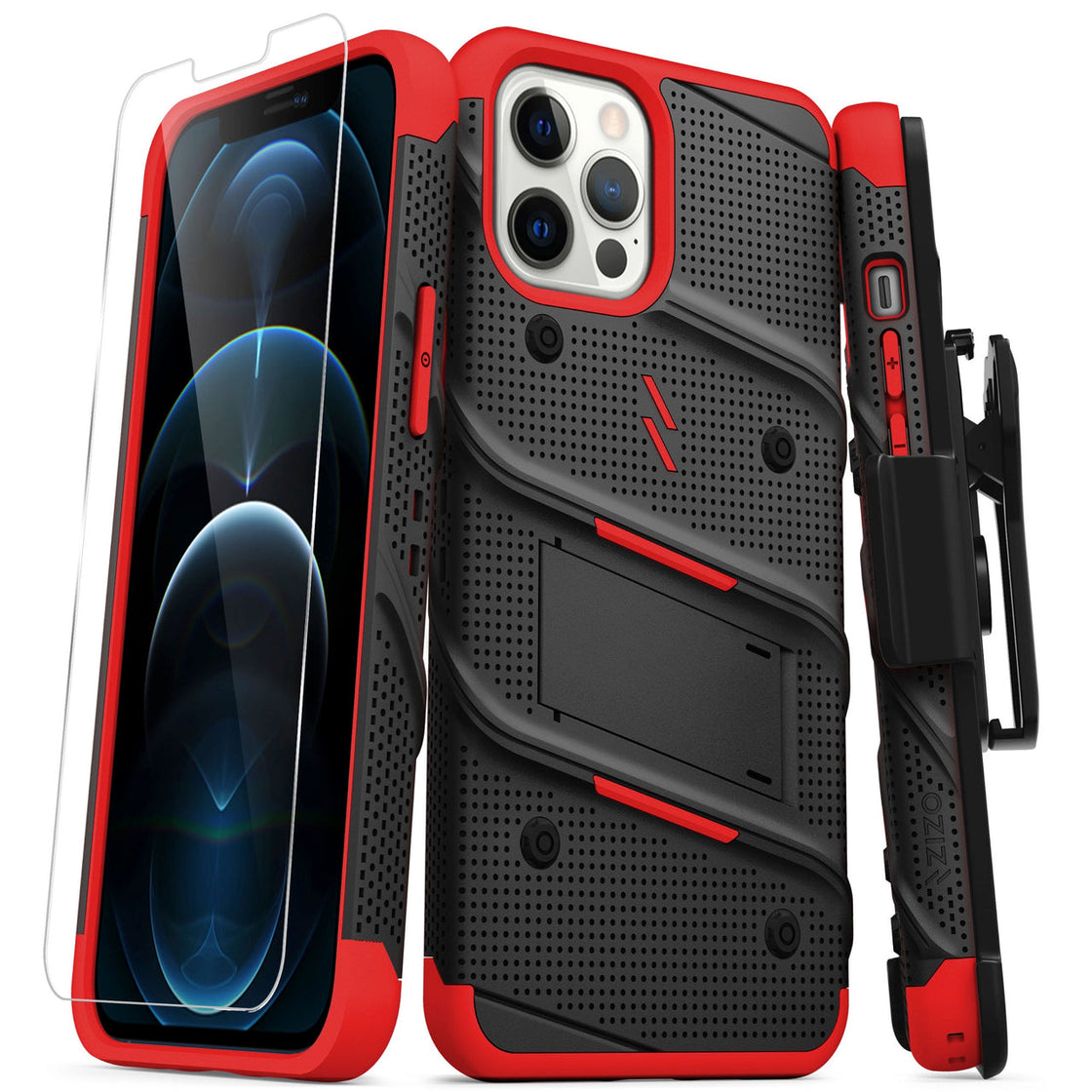 Zizo - iPhone 12 Pro Max - Carcasa Bolt - Black/Red