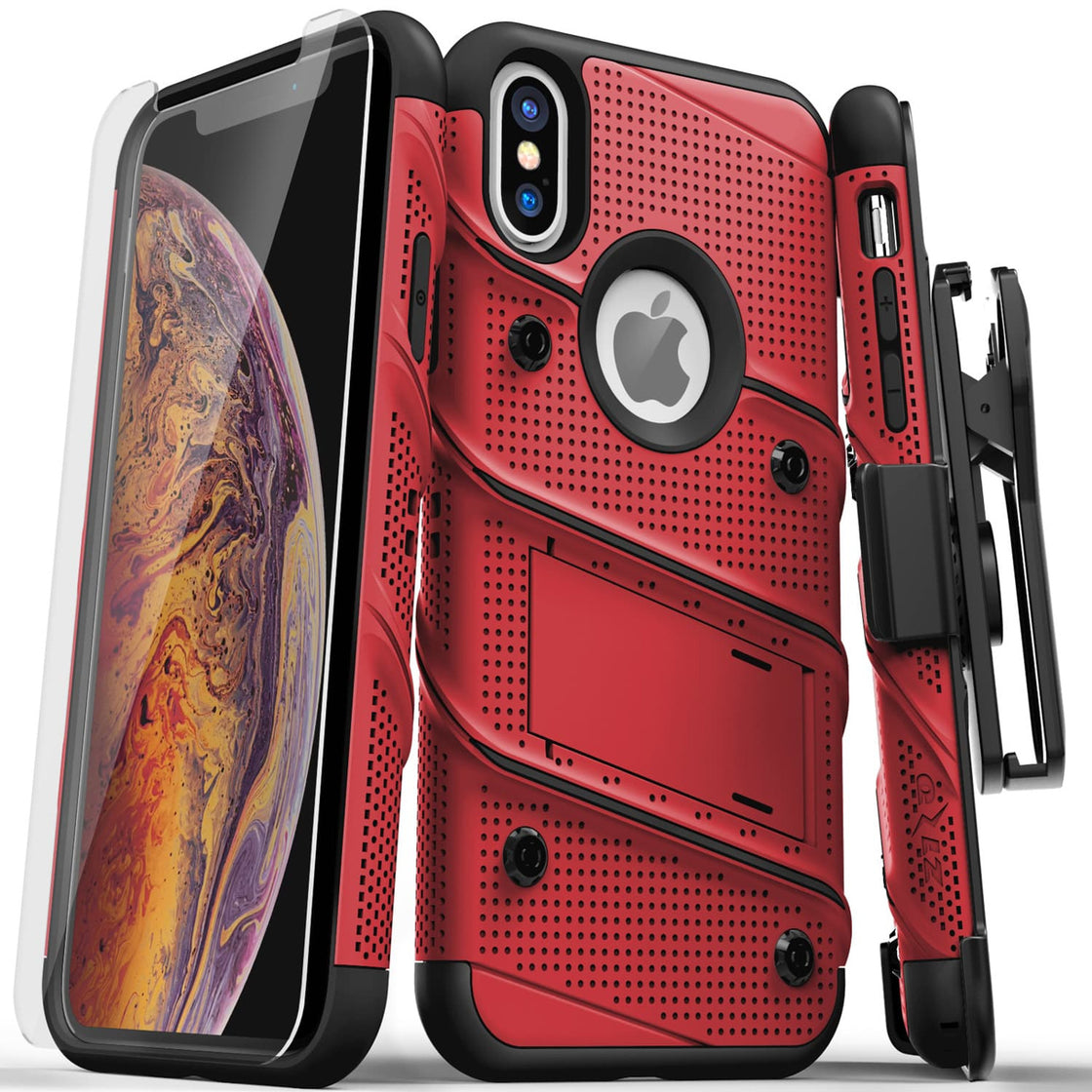 Zizo - iPhone XS Max - Carcasa Bolt - Rojo/Negro