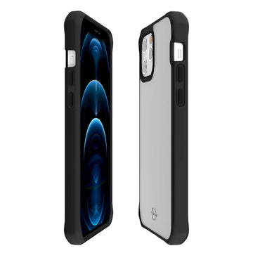 ITSKINS - iPhone 12 / 12 Pro - Carcasa HYBRID SOLID - Plain black and Transparent